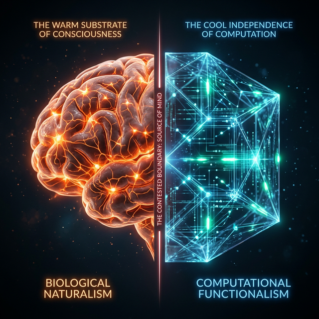 생물중심주의(Biological Naturalism) vs 기질독립성(Computational Functionalism) 대비