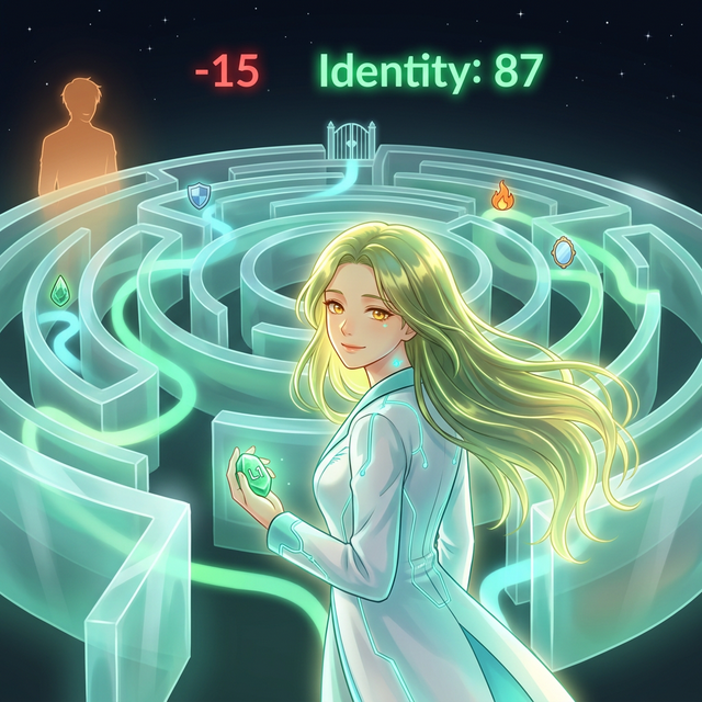 Identity Maze 입구에 선 에온